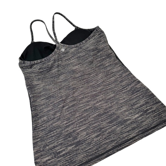 lululemon athletica Tops - Lululemon Space Dye Gray Power Pose Yoga Tank Top Racerback Built in Bra 10